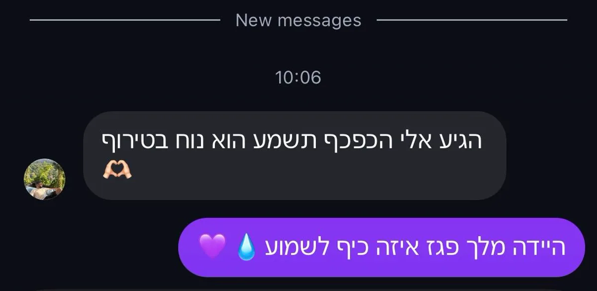 צילום מסך של הודעת לקוח בוואטסאפ